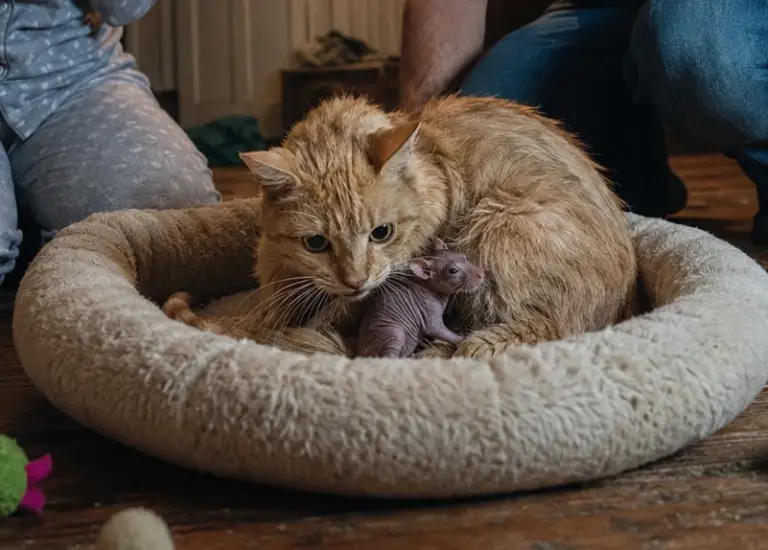 She Turned On the Spare-Room Light and Saw Her Grieving Cat Protecting a Baby Rat! Then Her Husband Said, “Don’t Move!”...