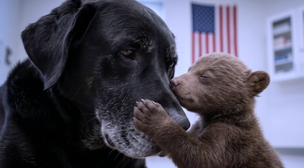 The Blind Bear Cub Was Days From Being Put Down! Then an Old Shelter Dog Turned His Back on Him—and the Vets Froze Behind the Glass...