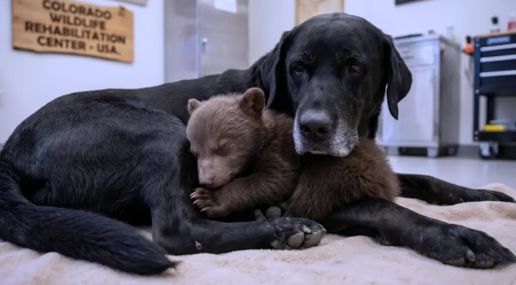 The Blind Bear Cub Had Stopped Eating! Then a Grieving Dog Reached One Paw Toward Him—and the Vet Team Didn’t Dare Move...