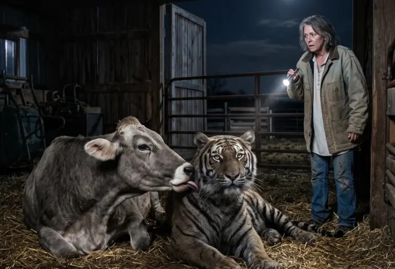 At 2:17 A.M., a Widow Found a Full-Grown Tiger Sleeping Beside Her Only Cow! Then Mabel Made a Two-Note Call Ellen Hadn’t Heard in Thirteen Years...