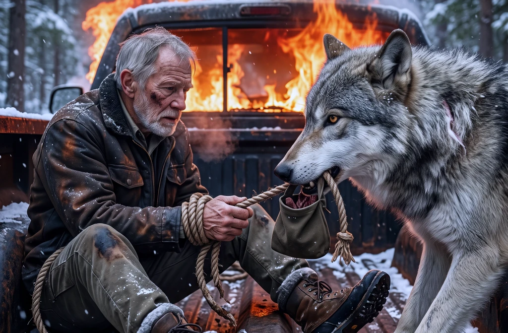 The Wolf Came to the Burning Truck for Food—Then He Saw the Man Inside