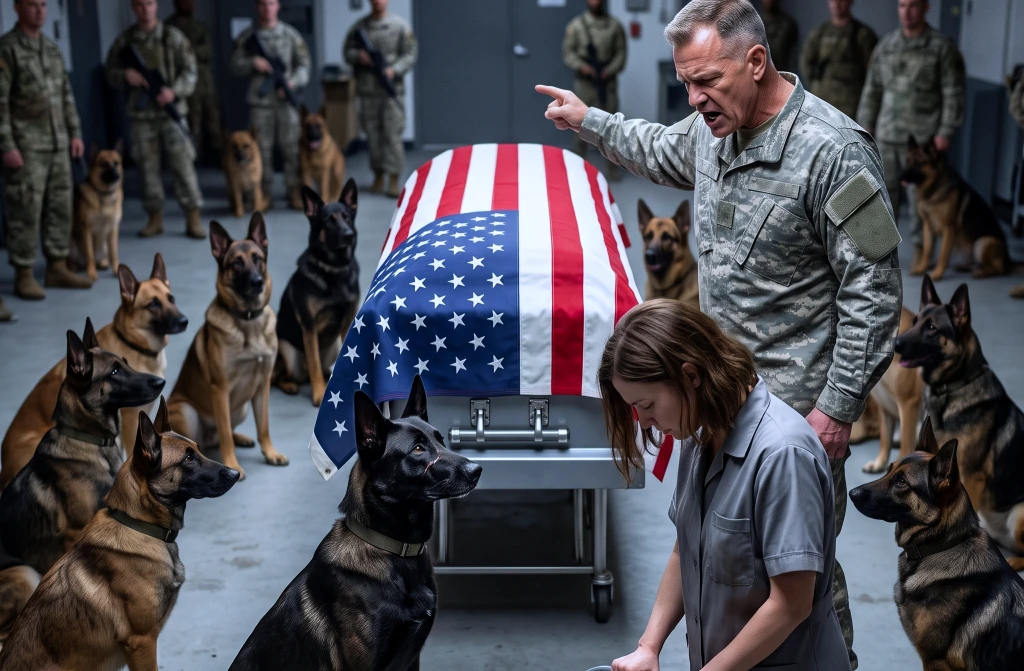 The Military Dogs Refused to Leave Their Fallen Handler’s Casket—Until the Janitor Walked In