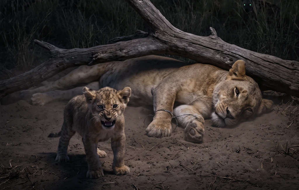 The Cub Stayed Beside the Trapped Lioness Until Help Reached the Grass