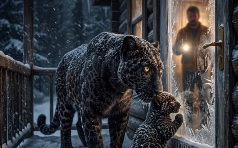 A Black Leopard Scratched at His Door in Forty-Below Weather—Then He Saw What She Was Carrying