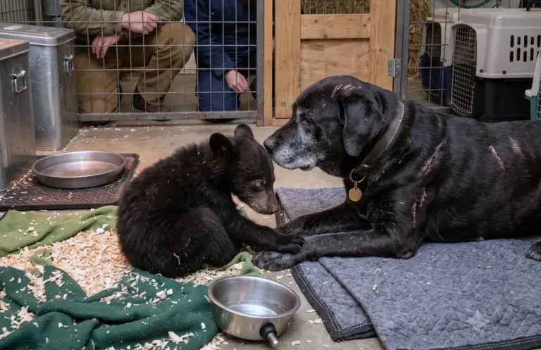A Bear-Scarred Dog Was Asked to Meet a Dying Cub No One Else Could Reach