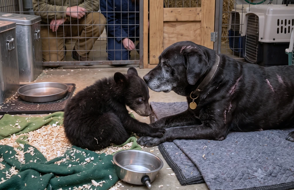 A Bear-Scarred Dog Was Asked to Meet a Dying Cub No One Else Could Reach