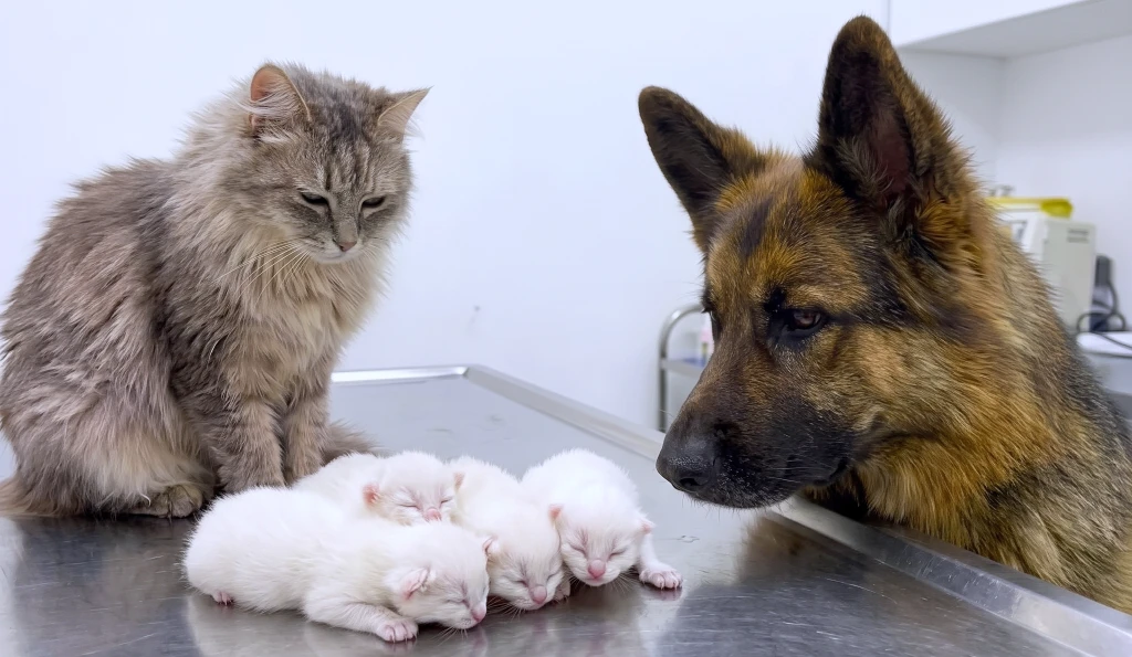The Dog Kept Staring at the Cat’s New “Kittens”—Then the Vet Looked Closer and Screamed, “Those Are NOT Cats!”