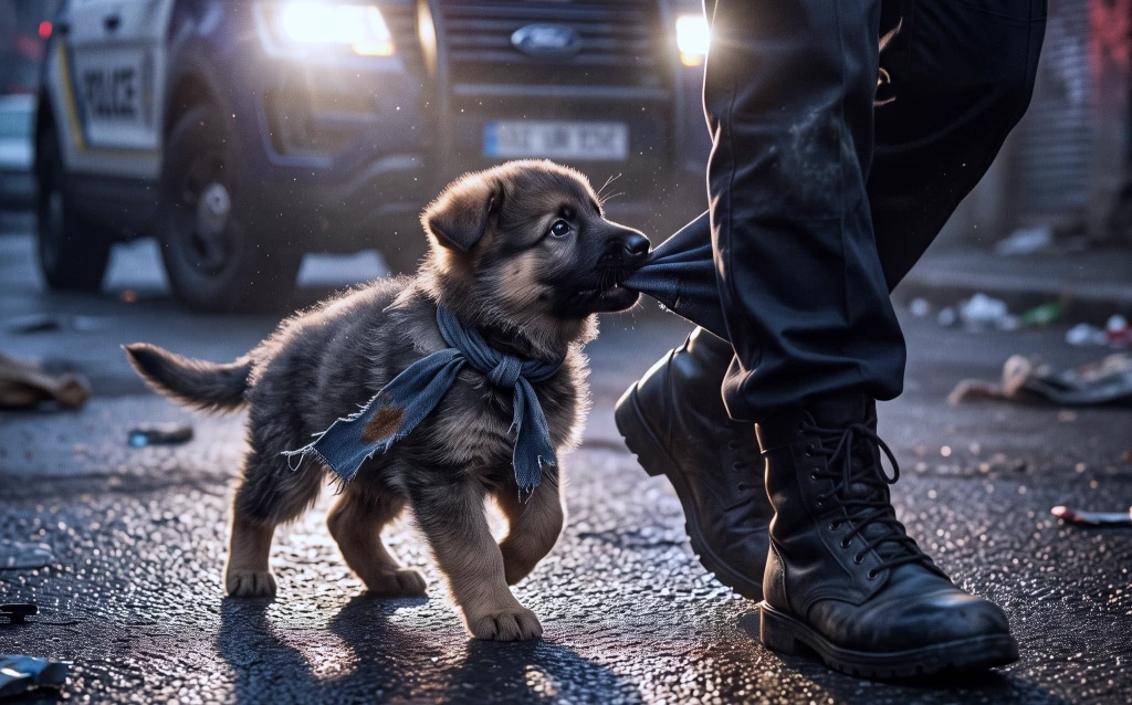 A Tiny German Shepherd Blocked a Patrol Car, and the Officer Realized He Was Asking for Help