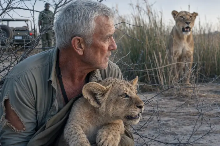 After 35 Years Among Lions, Nathan Knew When Not to Interfere! Then an 11-Week-Old Cub Hooked Her Claws Into His Sleeve...