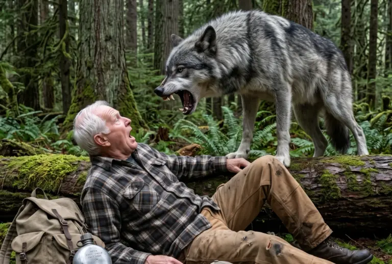 His Wife Left Him Helpless in a Remote Cabin—Then a Scarred Wolf Stepped Out of the Rain and Did What No One Expected