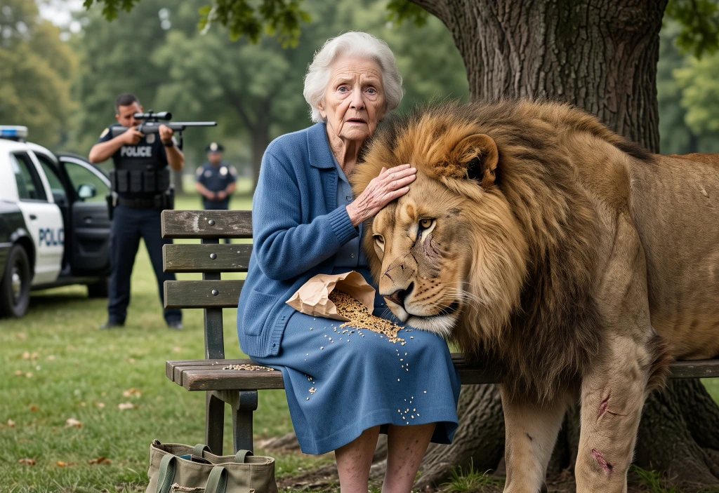 A Lion Escaped the Zoo and Walked Straight Up to an Elderly Woman—Then She Whispered His Name, and the Police Froze
