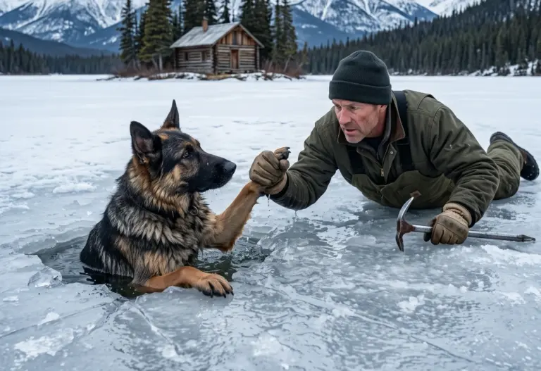 A Retired Navy SEAL Pulled a Drowning Dog from the Ice—Then Three Knocks Came from the Cabin He Had Avoided for Six Years