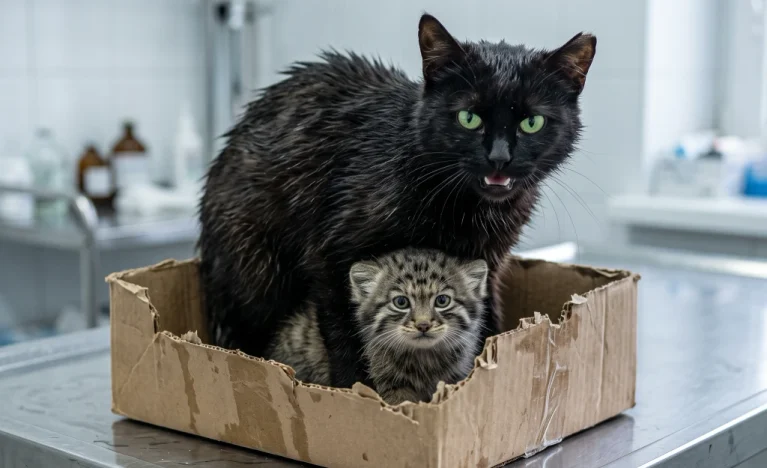 A Stray Black Cat Refused to Leave a Dying Blind Lynx—Then the Vet Saw What He Had Been Doing for Her in the Dark