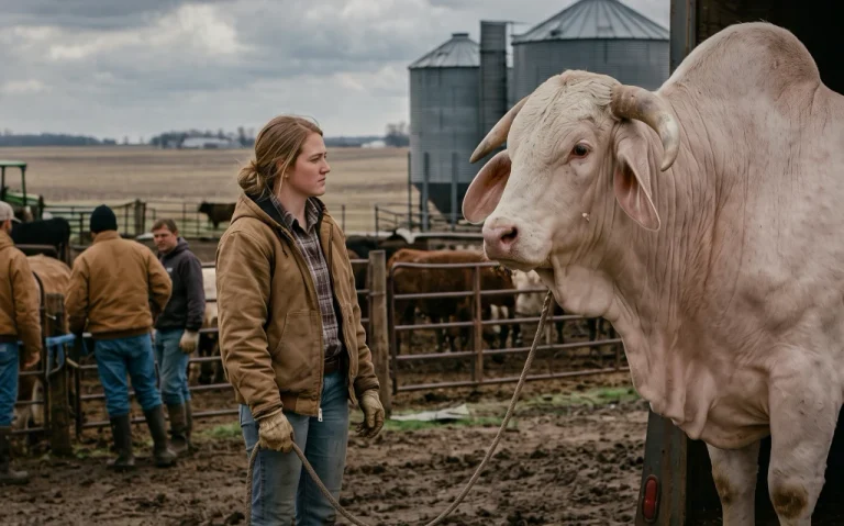 They Called the 2,300-Pound White Bull Too Dangerous to Breed—Then a 58-Year-Old Stockwoman Noticed What He Couldn’t Hear.