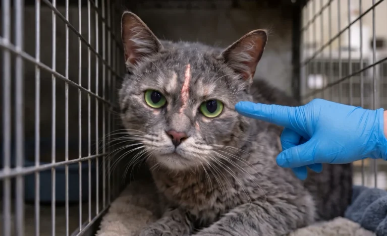 Everyone Called the Scarred Shelter Cat Dangerous—Until Three Taps on Cage Fourteen Revealed What He’d Been Trying to Tell Them