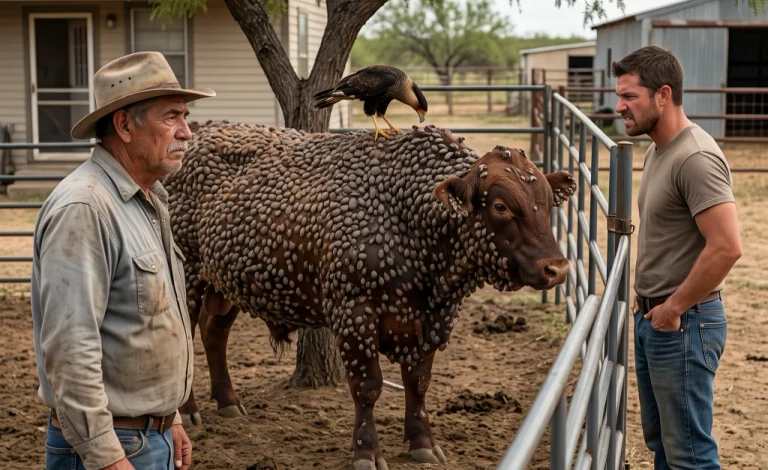 The Ranchers Laughed When He Paid $1,000 for a Bull Covered in Ticks—Then the Caracaras Arrived, and His Son Forced Him to Face the Truth