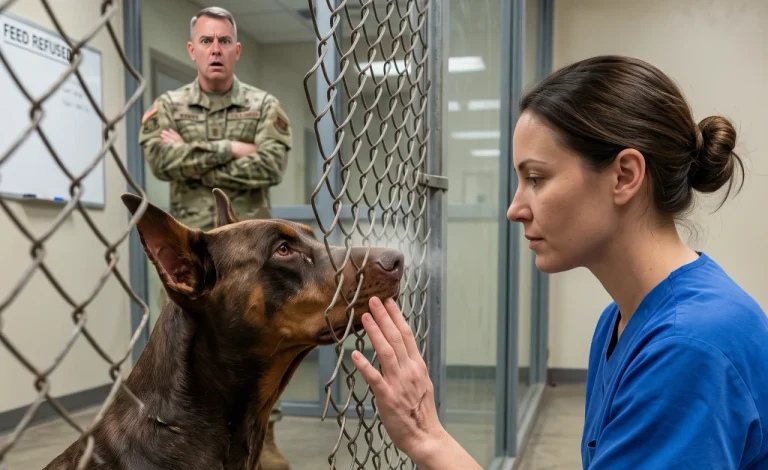 They Said the Navy Doberman Was Too Broken to Touch—Then a Quiet Nurse Whispered the Name No One Had Told Her