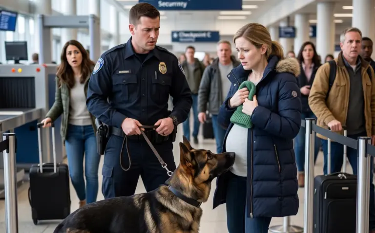 An Airport Dog Barked at a Pregnant Woman and Refused to Let Her Board—Everyone Feared, but His Real Warning Saved Two Lives