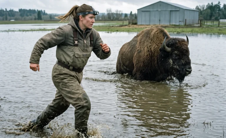 A Bison Was Drowning in Her Fence—Then Her Shovel Rang Beneath the Mud and Exposed the Secret Her Powerful Neighbor Needed Buried