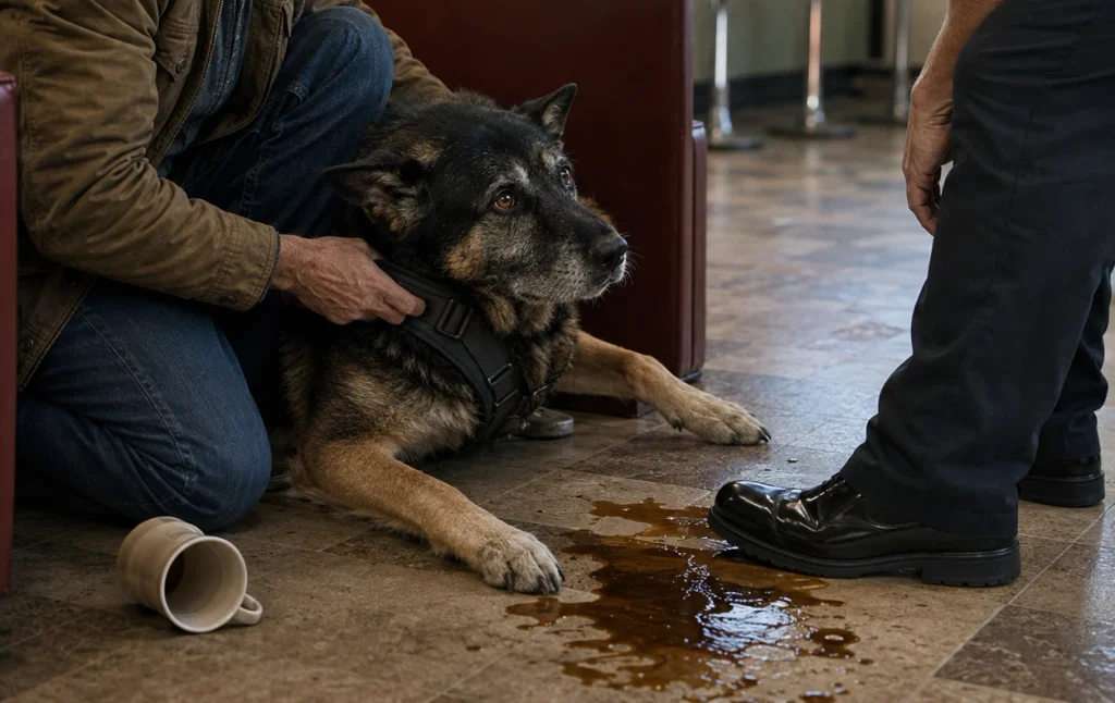 The Police Chief Spilled Hot Coffee Beside a Veteran’s Service Dog—Then Called the Dog Aggressive for Growling