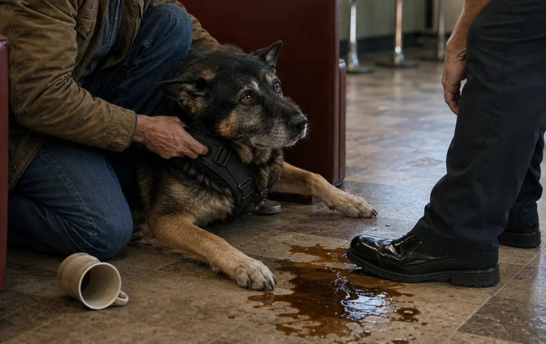 The Police Chief Spilled Hot Coffee Beside a Veteran’s Service Dog—Then Called the Dog Aggressive for Growling