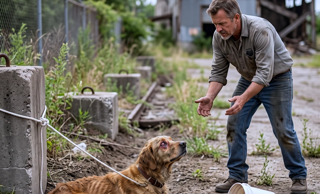 He Found a Dog Tied Behind an Abandoned Mill—Then His Son Asked the One Question He Couldn’t Fix With His Hands