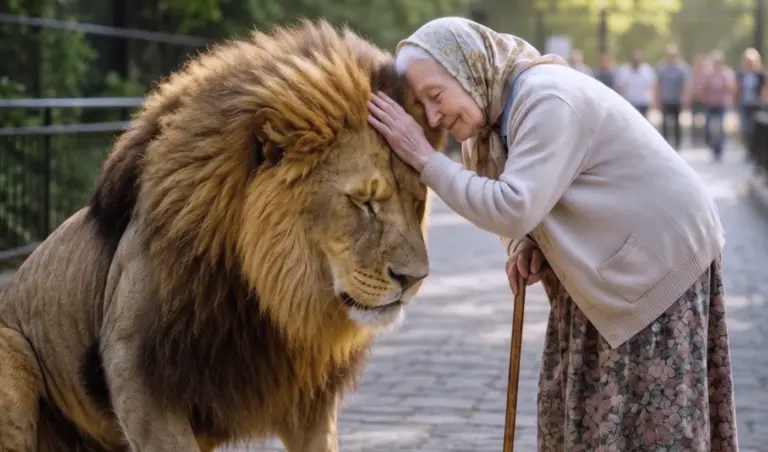 A Lion Escaped the Zoo and Walked Straight to an Elderly Woman—Then She Made Two Soft Sounds He Had Remembered for 12 Years