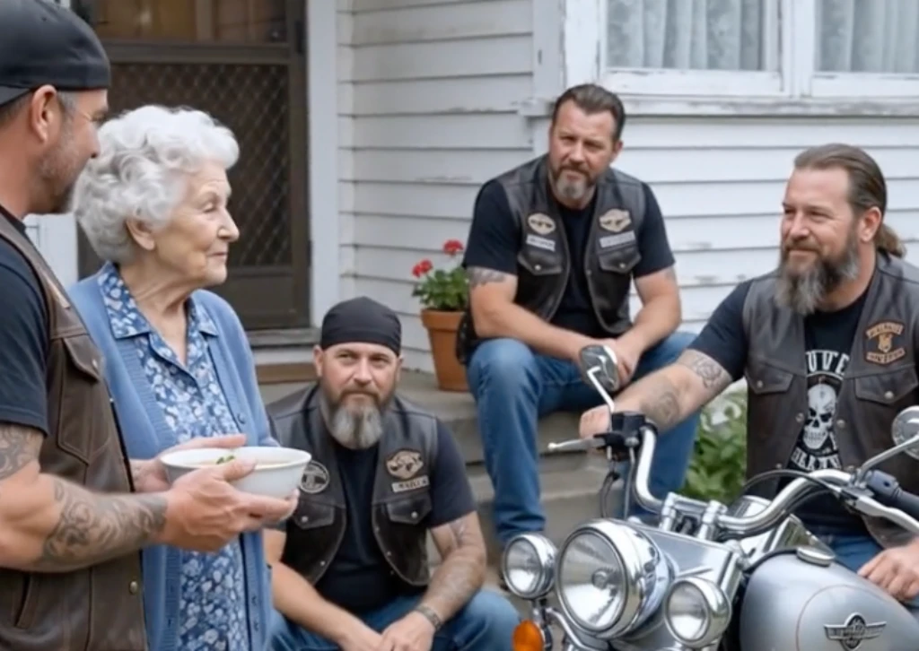 She Let 13 Storm-Stranded Bikers Into Her Crumbling House—Then Their Leader Saw Her Late Husband’s Tool, and His Face Changed