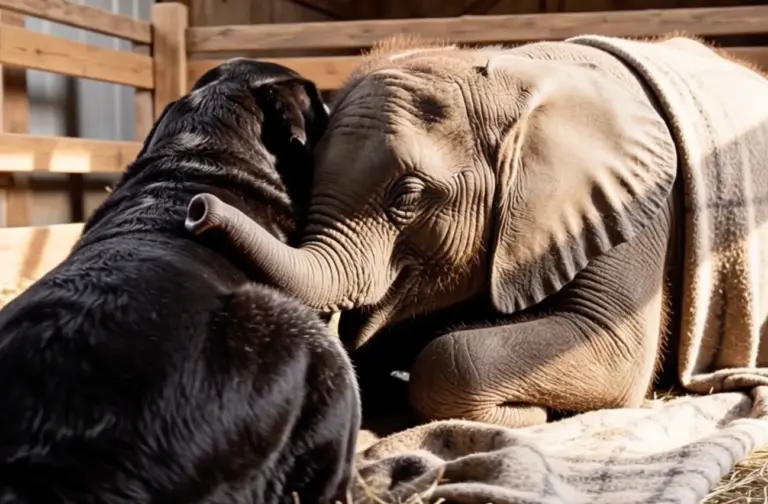 A Blind Elephant Calf Refused to Eat—Then a Grieving Dog Lay Outside Her Door, and the Sound Between Them Changed Everything