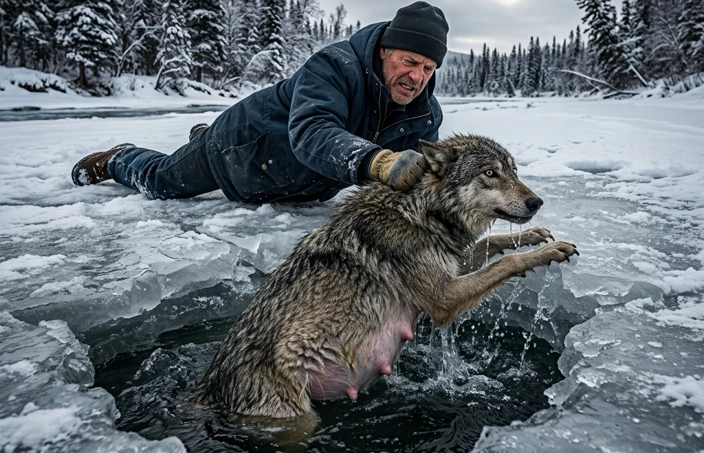 My Daughter Was Counting the Days Until I Came Home! Then I Saw a Wolf Struggling in the Ice...