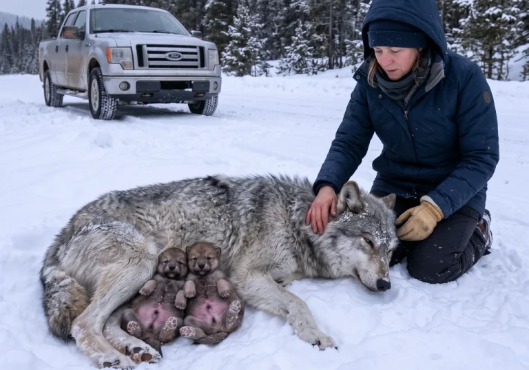 She Brought Sunflowers to Her Son’s Roadside Memorial! Then She Found a Dying Wolf With Two Pups...