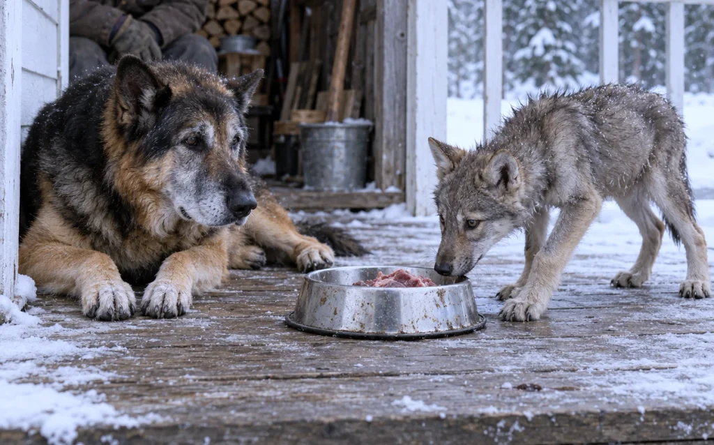 A Grieving German Shepherd Gave His Dinner to a Starving Wolf Pup—Then a Blizzard Forced His Owner to Break Every Rule