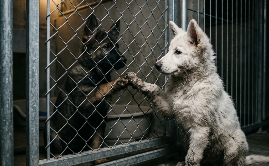 A White Shepherd Puppy Refused to Leave His Injured Sister—Then the Officer Who Took Him Home Woke at 5:43 to an Empty Bed