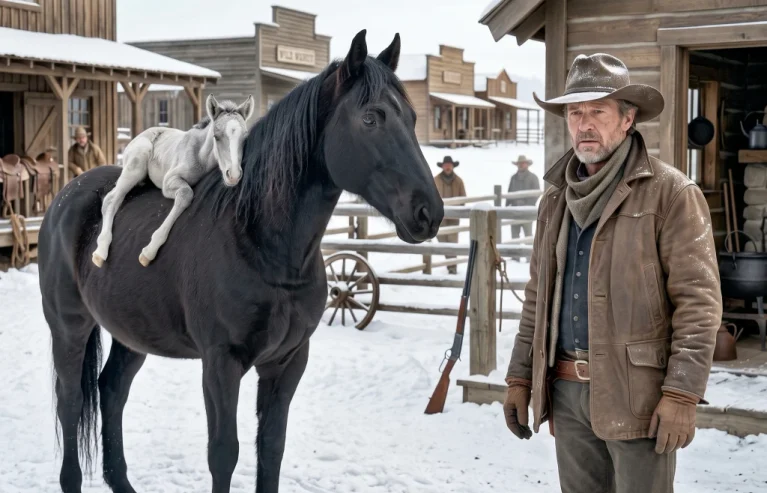 A Giant Horse Carried a Dying Foal to a Cowboy! When the Ranch Boss Claimed Him, the Quietest Man on the Place Finally Said Noююю
