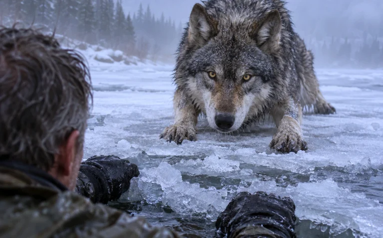 He Pulled a Dying Wolf from a Frozen River—Then One October Morning, the Wolf Came Back