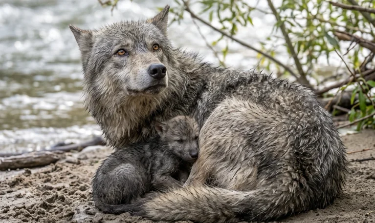 Hunter Chased a Mother Wolf to the River! The Ranger Who Stopped Him Needed the Money He Offered...
