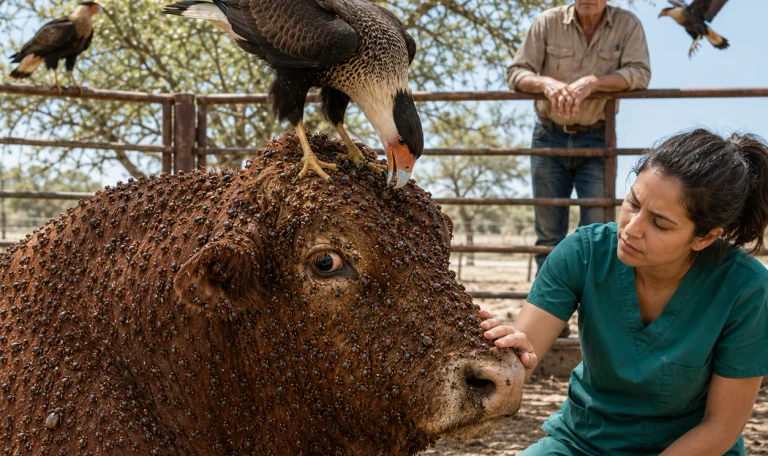 The Breeders Laughed When He Paid $1,000 for a Tick-Covered Bull—Then a Caracara Landed on His Back