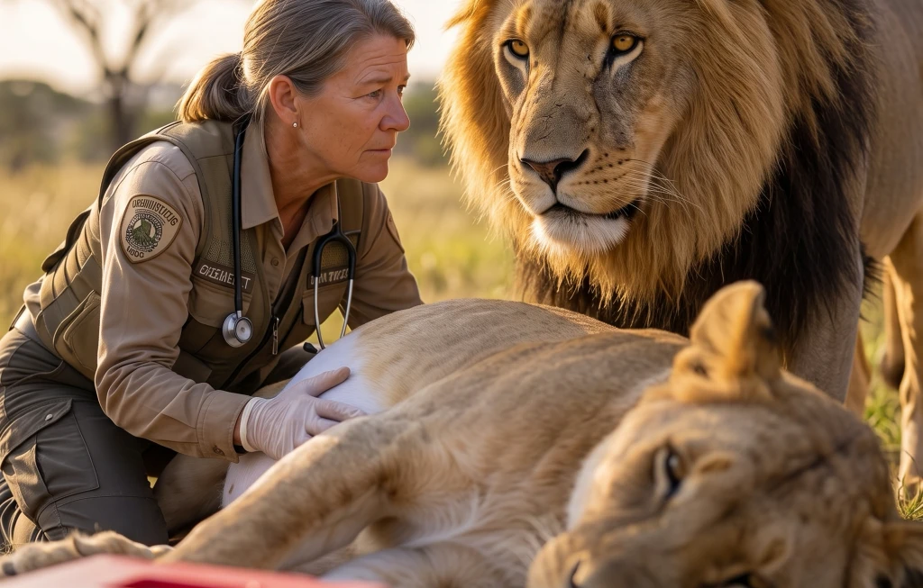 A Lion Wouldn’t Let the Veterinarian Near His Dying Mate—Until He Moved Back One Inch