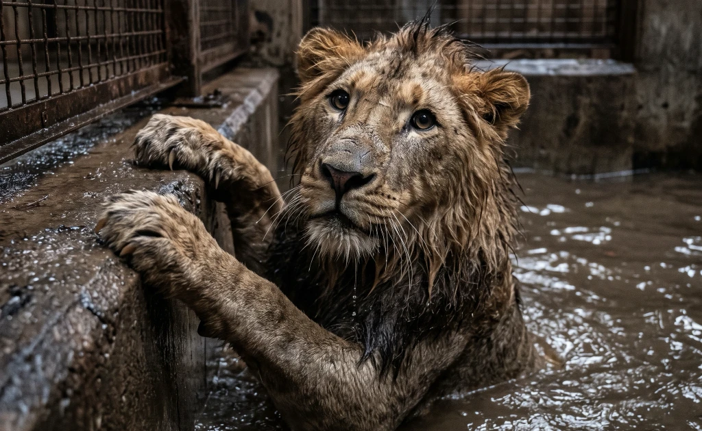 Her Young Lion Was Trapped in Floodwater! They Opened a Way Out—Then Her Daughter Told Her to Stop Calling to Him...