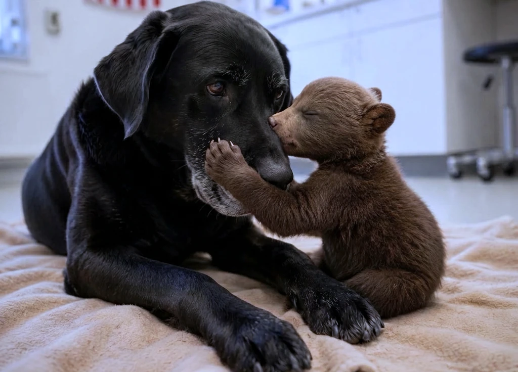 A Blind Bear Cub Wouldn't Eat! The Vet Brought In a Shelter Dog Who Had Lost His Owner...