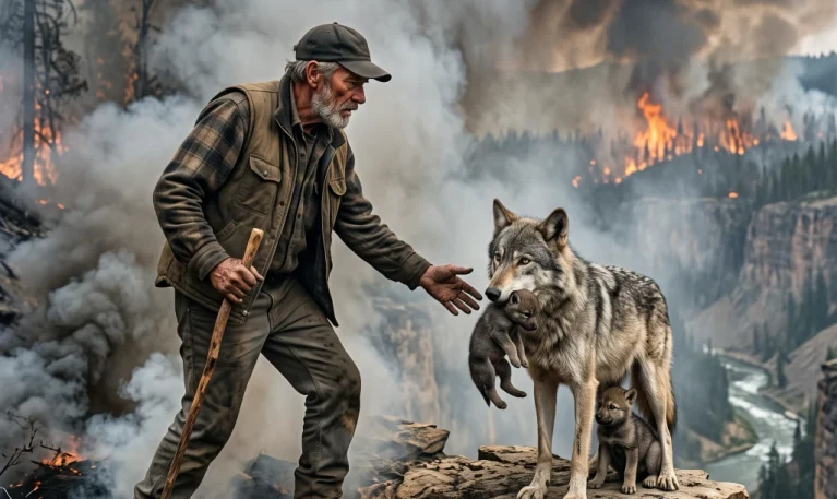 The Silent Photographer Jumped After a Mother Wolf! What He Found Beyond the River Exposed the Fire That Took His Family...