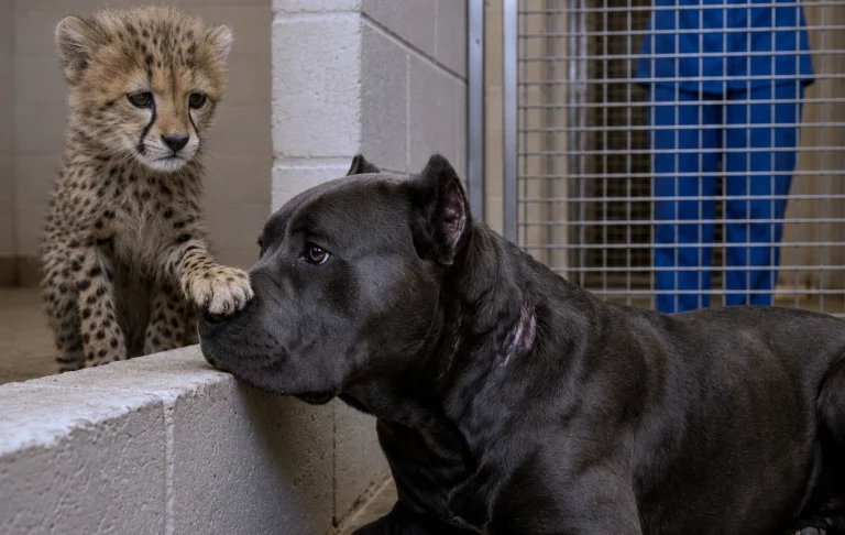 They Were Loading the Orphaned Cheetah Cub When the “Dangerous” Shelter Dog Pressed His Head to the Glass—and the Director Pulled the Crate Back