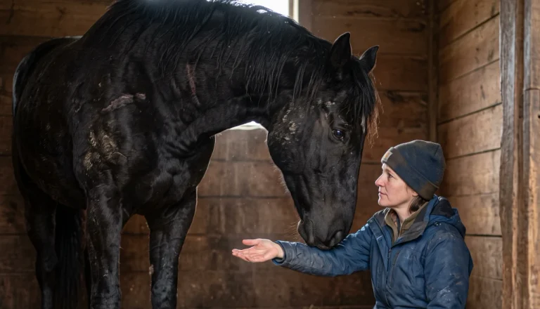 She Spent Her Last Insurance Money on a Gentle Stallion! The Horse in the Trailer Was Starved, Black—and Terrified...