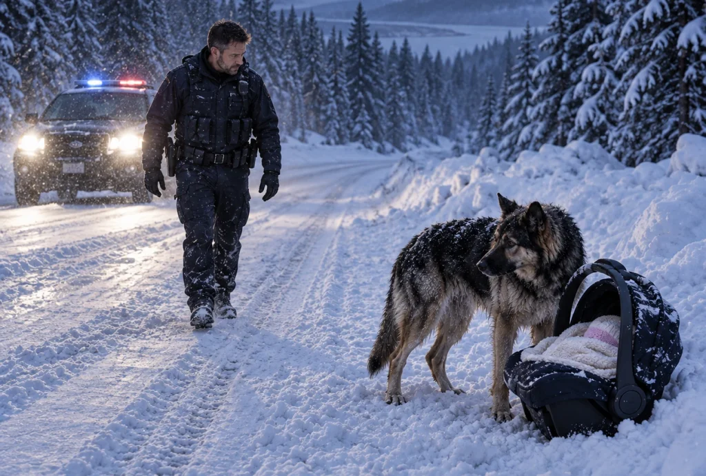 A Police Officer Found a German Shepherd Guarding a Newborn in the Snow—Then the Dog Begged Him to Follow