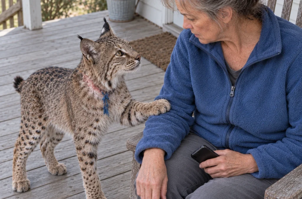 A Mother Bobcat Put Her Paw on a Widow's Sleeve. Her Two Kittens Were Caged in the Barn the Widow Had Rented to a Friend