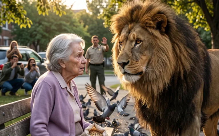 An Escaped Lion Found an Old Woman Feeding Pigeons! Then She Whispered His Name...
