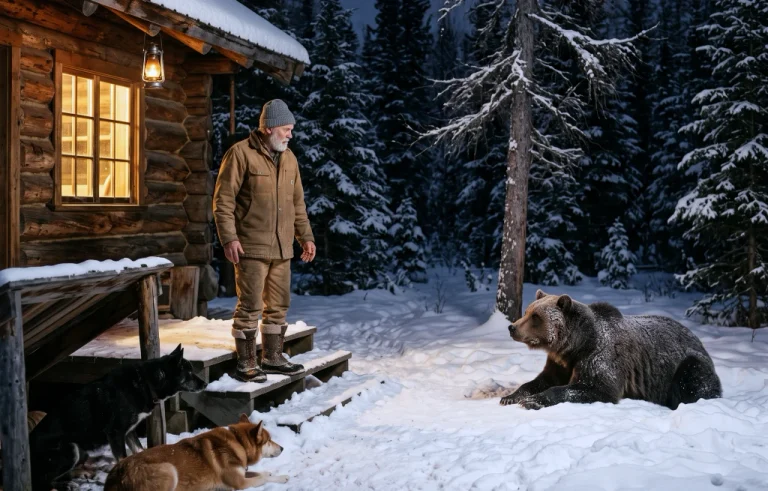 For 30 Years the Old Grizzly Never Came Near His Cabin. One Winter Night He Lay Down by the Porch, Wouldn't Leave, and Kept Staring Up at the Mountain