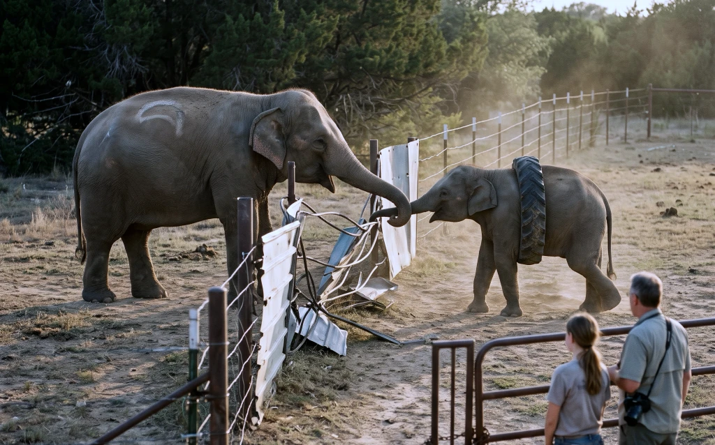 A Photographer Found a Baby Elephant Trapped in a Tractor Tire for Nine Months! Then a Hidden Camera Revealed What Her Mother Had Been Doing Every Night...