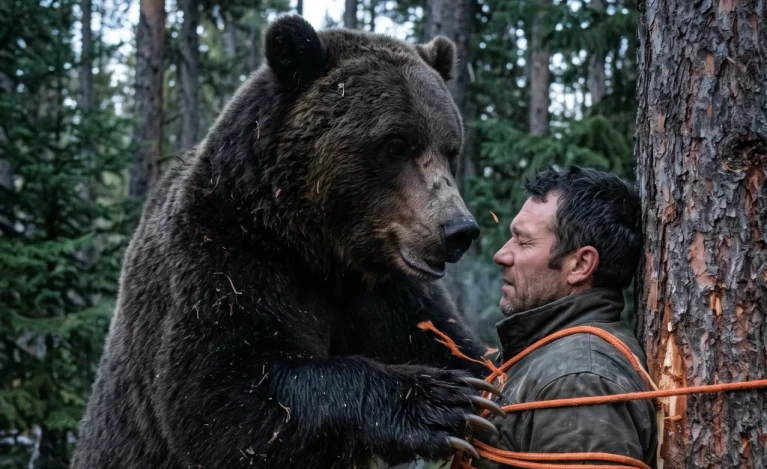 They Tied the Wildlife Officer to a Pine and Left Him for the Grizzly! But the Bear Raised Its Paw Toward the Ropes...