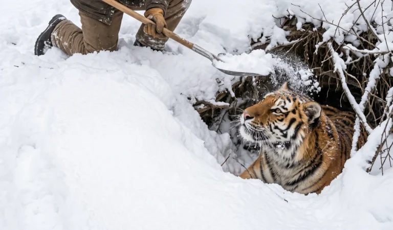 He Spent 19 Years Avoiding Tigers! Then He Found One Trapped in the Snow Near His Home...